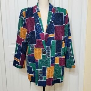 Vintage Multicolor Blazer Jacket Sz M Made in USA